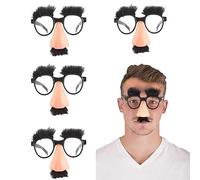 KALUROIL 4 Pièces lunettes de fête, Déguisement de Lunettes à Gros Nez avec des Sourcils Et Une Moustache de Nez Drôles pour Les Fournitures de Fête Halloween Nouvel an