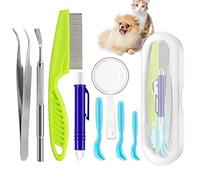 KALUROIL 8 PCS Ensemble de à Tiques en Acier Inoxydable avec Étui de Rangement - Protection Contre les Tiques pour Chiens, Chats et Humains - Retrait Facile et Hygiénique des Tiques