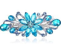Kalvd-Pince À Cheveux Mariée Strass Fleur Magnifique Marquise Forme Goutte D'eau Cristal Cheveux Accessoires Femme Bleu