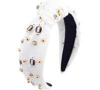 Kalvd-Serre-Tête Blanc Pour Femme-Serre-Tête Large Avec Motif Football Et Strass-Bandeau Élégant Pour Femme