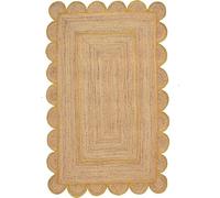 KALVEERA Tapis en jute pour décoration de maison et de salon - Tapis rectangulaire festonné vintage en jute (91,4 x 152,4 cm, jaune)