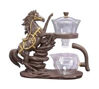 KALWEL, Théière magique, service à thé automatique, magnétique, paresseux, en verre marron, 0,7 kg, avec couvercle, 1 service