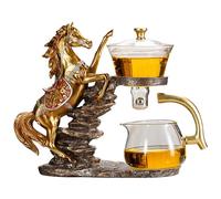 KALWEL, Théière magique, théière magnétique, service à thé automatique, service à thé en verre Kung Fu paresseux, théière goutte à goutte, service à thé Kung Fu en verre résistant à la chaleur, bol