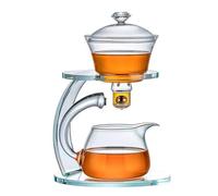 KALWEL Théière magnétique semi-automatique, service à thé en verre Lazy Kung Fu, théière magique, service à thé Gongfu, rotation semi-automatique avec infuseur, convient pour la maison/le bureau,