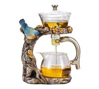 KALWEL Théière magnétique, service à thé semi-automatique, verre borosilicate, acier inoxydable, 400 ml, doré