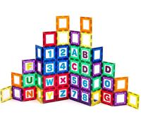 KALWL-36 Pièces De Construction Magnétique Set Tiles: Kit Pédagogique Clickins Inclure 18 Magnétique De Windows Et 18 Lettres Et Chiffres-Créativité&Stimule Le Développement Du Cerveau