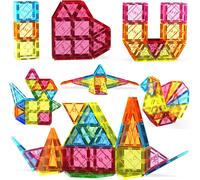 KALWL-60Pcs Tuiles Magnétiques-Ensemble De Blocs De Construction Magnétiques Pour L'Apprentissage Préscolaire En Classe,Jouets Sensoriels Stem,Cadeau Pour Garçons Et Filles De 3 Ans Et Plus