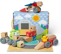 KALWL-Blockables À Emboîter,Véhicules,Coffret De Blocs En Bois De Construction À Assembler Et Mélanger,Pour Les Tout-Petits (54 Pièces)