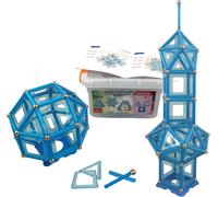 KALWL-Blocs Construction Magnétiques146 Pcs: Bâtons Xl Blancs Avec Aimants Puissants,Tuiles Et Socle+Boite De Rangement Solide¿Jouet D'Assemblage Créatif Pour Enfants De 3 Ans Et +