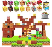 KALWL-Blocs De Construction Magnétiques,64 Pièces Magnetic Blocks,Stem Jouet Magnétique Montessori,Build Mine Aimants World Set,Jouets Éducatifs Pour Garçons Et Filles De 3 Ans Et Plus
