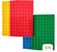 KALWL-Lot De 12 Plaques De Base Big Briks-De Qualité-Pour Grosses Briques/Avec Gros Tenons-Compatible Avec Les Plus Grandes Marques-19X9,5 Cm-Jaune