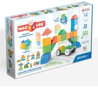 KALWL-Magicube Shapes-Blocs De Constructions Magnétiques À Empiler Pour Bébé D'1 An Et Plus-32 Cubes De 4 Couleurs Et Formes-1-5 Ans-100% Plastique Recyclé