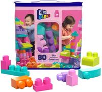 KALWL-Mega Bloks Sac Rose,Jeu De Blocs De Construction,80 Pièces,Jouet Pour Bébé Et Enfant De 1 À 5 Ans,Dch62