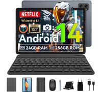 KALWS-A20 Tablette Tactile,24 Go+256 Go(2 To Tf),Tablette 10 Pouces (1920X1200),5000 Mah,8 Mp+5 Mp,Android 14,Gemini Ai,Widevine L1,5G Wifi,Tablette Avec Clavier,Souris,Etui,Stylet