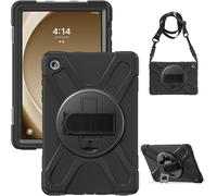 Kalws-Coque Antichoc Pour Samsung Galaxy Tab A9 Plus 11"" 2023,Étui Armure Robuste Avec Support Rotatif,Dragonne Et Bandoulière,Porte-Stylo,Housse Pour Galaxy Tab A9+ Plus Sm-X210/X216/X218,Noir