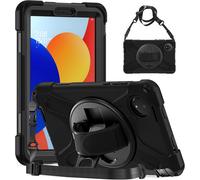 Kalws-Coque Antichoc Pour Xiaomi Redmi Pad Se 2024 (8.7 Pouces),Housse De Robuste Avec Support Rotatif À 360°,Dragonne Et Bandoulière,Porte-Stylet,Étui Protection Pour Redmi Pad Se 8.7"",Noir