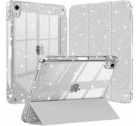 KALWS-Coque Pour Ipad 11Ème Génération 11 Pouces A16 (2025),Ipad 10Ème Génération 10.9 Pouces (2022),Etui Scintillant Avec Porte-Stylet,Housse Transparente Brillante Antichoc,Argent Pailleté