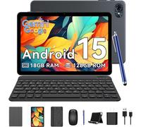 KALWS-T80 Android 15 Tablette Tactile -18 Go+ 128 Go(2To Tf),Tablette 10 Pouces,6000 Mah,5Mp+2Mp,Gemini Ai,5G Wifi,Gps,Face Id,Tablette Avec Clavier,Souris,Etui,Stylet