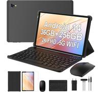 KALWS-Tablette 10,3 Pouces Android 14,Octa-Core 2.0 Ghz,2K Fhd,2.4G+5G Wifi,36Gb Ram+256Gb Rom (2Tb Tf),8000Mah,13Mp+8Mp,Gps,Bluetooth 5.0,Face Id,Tablette Avec Clavier,Souris(Noir)