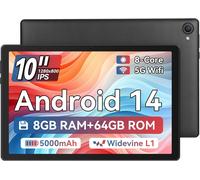 KALWS-Tablette 10 Pouces,Android 14 Tablette Processeur Octa-Core,8Gb+64Gb(Tf 1Tb),1280X800 Hd Ips Wi-Fi 6 /Widevine L1/5000Mah/Double Caméra/Identification Faciale Tablettes Pc (Noir)