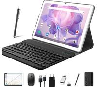 KALWS-Tablette 2025 De 10 Pouces,2 En 1,Avec Clavier,5G Wifi Android Tablet Pc 128 Go Rom (1 To Tf),Bluetooth 5.0,Octa-Core 1,8 Ghz,1080 Fhd,Caméra 13 Mp+8 Mp,7000 Mah,Certification Gms,Type