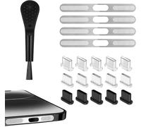 Kaly-15 Pièces Usb-C Silicone Dust Cover,4 Pcs Autocollant Anti-Poussière Pour Haut-Parleur,Kit Cache-Poussière Usb Type-C,Compatible Avec Iphone 15/16,Samsung Galaxy,Google(Argent Clair De Lune)