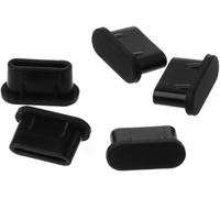 Kaly-Bouchons Anti-Poussière,5 Pièces Type-C Prise Anti-Poussière Usb Port De Charge Protecteur Couverture En Silicone Pour Samsung Huawei Accessoires De Téléphone Intelligent Noir