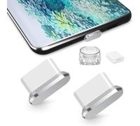 KALY-Type C Bouchons Anti-Poussière Pack De 2,Usb C Bouchon Anti-Poussière Port S20 Type C Cache-Poussière Avec Boîte De Transport Compatible Avec Oneplus 8T Huawei P30 Pro Argent