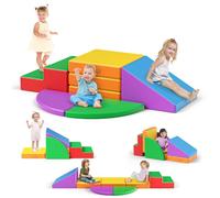 Kalyfhng Parcours motricité bébé,Jouets d'escalade,Mousse Blocs de Construction Jouets éducatifs,Soft Play Corner Climber pour Tout-Petits Bébé 1 Ans+ (EPE 5PCS-coloré)