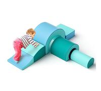 Kalyfhng Parcours motricité bébé,Jouets d'escalade,Mousse Blocs de Construction Jouets éducatifs,Soft Play Corner Climber pour Tout-Petits Bébé 1 Ans+ (JM311-Bleu Clair)