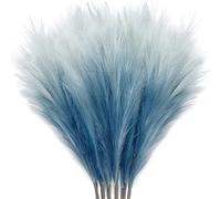KALYLOC Lot de 8 Branches de Pampa artificielles colorées Bleues de 89,9 cm, décoration bohème, Hautes tiges pelucheuses pour Salon, décoration de Mariage