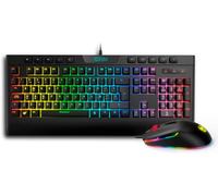 Kalyos - Gaming Keyboard + Mouse Combo - Clavier Membrada Rétro-Éclairé Rgb, Souris Avec Capteur Optique 6400 Dpi, Led 6 Couleurs, Spanish Layout, Noir
