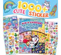 Kalysky 1000+ autocollants mignons pour enfants, livre d'autocollants à spirale avec 30 feuilles, autocollants animaux, nourriture, fruits, lettres pour scrapbooking, cadeaux gratifiants