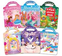 Kalysky 6 Livres Autocollants Reutilisable pour Filles, 3D Gommettes Enfant