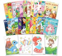 Kalysky Lot de 24 Mini Livres de Coloriage pour Enfants de 2 à 8 ans, Cahier Coloriage Enfant en vrac pour tout-petits, 288 illustrations différentes, Cadeau pour Enfants sacs de fête