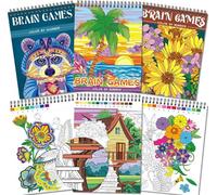 Kalysky Lot de 3 Livre de coloriage par numéro pour adultes, 3 Thèmes-animaux, paysage, fleurs, livres de coloriage pour adultes, Dessins numérotés anti-stress