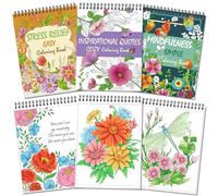 Kalysky Lot de 3 Livres de Coloriage Faciles pour Adultes, Livres de Coloriage de Fleurs pour Adultes, Livre de Coloriage Anti-stress pour Femme