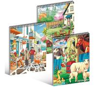 Kalysky Lot de 3 livres de Coloriage pour Adultes, Jardins de Campagne, Ferme et Ville Livre de Coloriage Anti-stress pour Femme