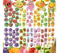 Kalysky Lot de 360 autocollants réutilisables pour enfants, 24 feuilles, 12 parfums différents de fruits alimentaires, autocollants parfumés non toxiques pour enfants, enseignants de classe