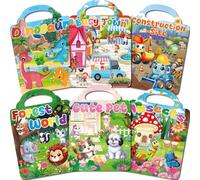 Kalysky Lot de 6 Livre d'autocollants Réutilisables, 250+ Autocollants 3D pour les Enfants de 2 et 6 ans, DIY Sticker d'activités Cadeaux d'anniversaire pour Garçons et Filles