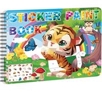 Kalysky Paint by Sticker Book, Livre Autocollant Enfant avec 10 Animaux Mignons, Cadeaux d'anniversaire Jouet pour Filles Garçons