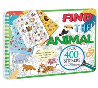Kalysky Trouver les livres d'autocollants animaux, livres d'autocollants pour enfants de 2 à 8 ans, comprend 20 thèmes cachés, jouets éducatifs pour enfants