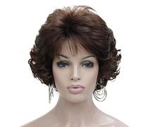 Kalyss court bouclés 100% Importé synthétique de qualité supérieure Mode Marron Perruque de cheveux pour femme