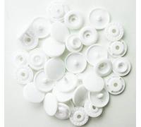 KAM Ensemble de 100 boutons-pression Taille 20 (12,4 mm) Plastique/résine Pour couches/Bavoirs/vêtements blanc