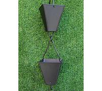 KAM Home Lot de 10 chaînes de pluie coniques carrées en bronze avec kit d'installation Noir