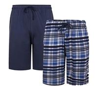 KAM KBS875 Lot de 2 shorts à carreaux et unis pour homme Taille XXL-8XL Bleu marine, bleu marine, 6XL Grande taille Taille tall