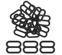 KAM Lot de 10 boucles de réglage de sangle de soutien-gorge en plastique Tri-Glide pour maillot de bain, haut, 10 mm, noir