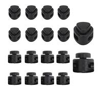 KAM Lot de 20 bloqueurs de cordon en plastique à double trou pour cordon de serrage, bagages, cordons, paracorde, vêtements, projets de bricolage, sac à dos, vêtements de sport, lacets, vestes, noir