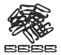 KAM Lot de 20 boucles de réglage de sangle de soutien-gorge en plastique Tri-Glide - Crochets réglables pour taille de soutien-gorge 13B - Fermoir à crochet coulissant pour maillot de bain, haut -Noir