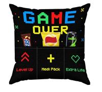 KAMACA Coussin de jeu décoratif avec rembourrage doux - 43 x 43 cm - Avec 3 poches à remplir - Cadeau pour homme, joueur, joueur, adolescent, pour sessions de jeu, fête des pères, anniversaire, Noël